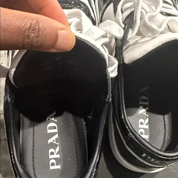 Prada Monochrome Leather Sneakers - Picture 9 of 16